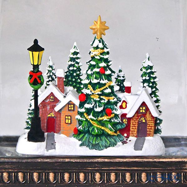 ハルモニア クリスマスオブジェ リキッドLEDオルゴールランタン ヴィレッジ 24.5cm HM-010647 ※電池は別売り
