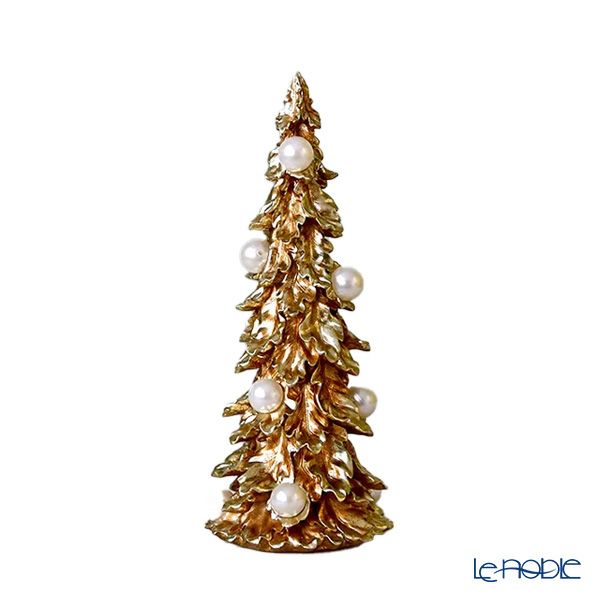 ハルモニア クリスマスオブジェ パールゴールドツリーオブジェ ショート 34cm HM-010987 ポリレジン製