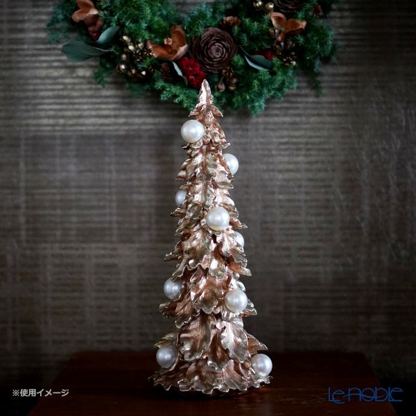 ハルモニア クリスマスオブジェ パールゴールドツリーオブジェ ショート 34cm HM-010987 ポリレジン製