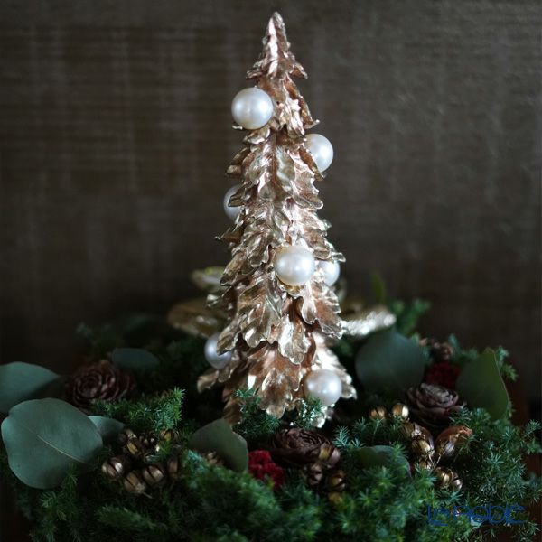 ハルモニア クリスマスオブジェ パールゴールドツリーオブジェ ショート 34cm HM-010987 ポリレジン製