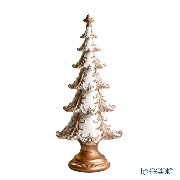 ハルモニア クリスマスオブジェ ヴィンテージツリーオブジェ ホワイト 30cm HM-011262 ポリレジン製