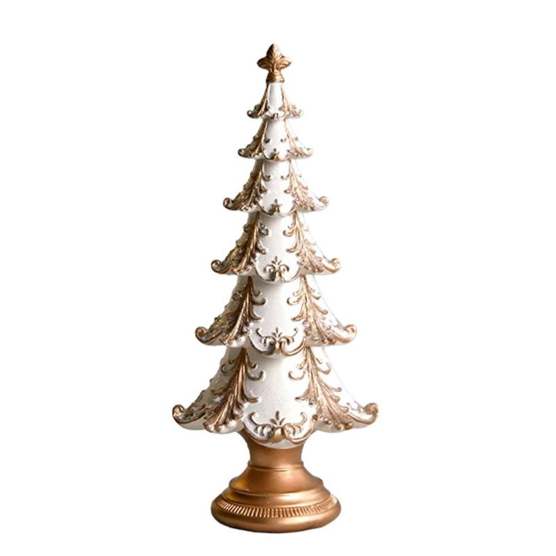 ハルモニア クリスマスオブジェ ヴィンテージツリーオブジェ ホワイト 30cm HM-011262 ポリレジン製