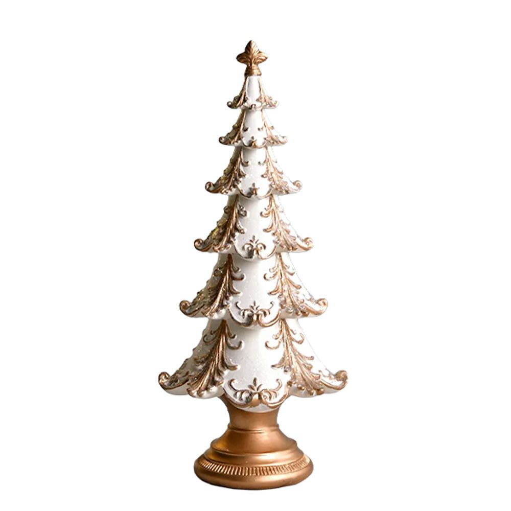 ハルモニア クリスマスオブジェ ヴィンテージツリーオブジェ ホワイト 30cm HM-011262 ポリレジン製