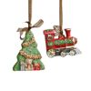 ハルモニア クリスマスオブジェ 2点セット オーナメントミニクリスマスツリー＆汽車 A2 HM-011275 ポリレジン製