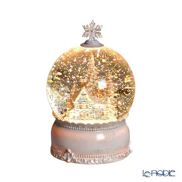 ハルモニア クリスマスオブジェ リキッドLEDスノードーム ホワイトタウン 19cm HM-011211 電池／USB仕様※電池は別売り