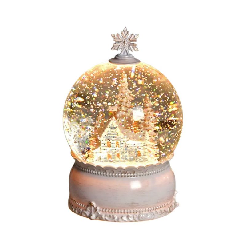 ハルモニア クリスマスオブジェ リキッドLEDスノードーム ホワイトタウン 19cm HM-011211 電池／USB仕様※電池は別売り
