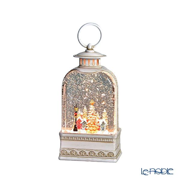 ハルモニア クリスマスオブジェ リキッドLEDオルゴールランタン ヴィレッジ ホワイト 24.5cm HM-011212 ※電池は別売り