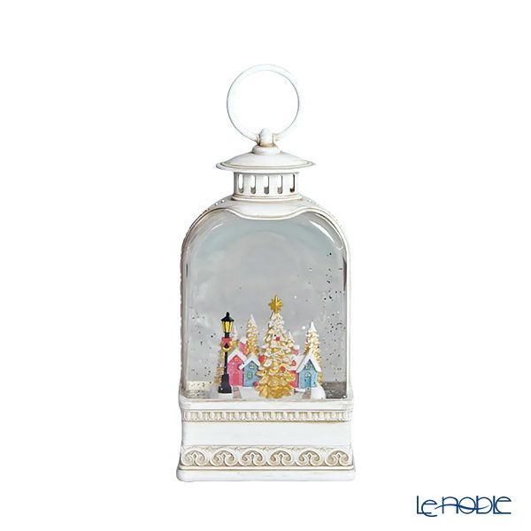 ハルモニア クリスマスオブジェ リキッドLEDオルゴールランタン ヴィレッジ ホワイト 24.5cm HM-011212 ※電池は別売り