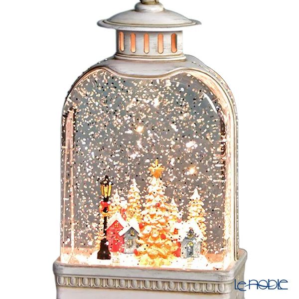 ハルモニア クリスマスオブジェ リキッドLEDオルゴールランタン ヴィレッジ ホワイト 24.5cm HM-011212 ※電池は別売り