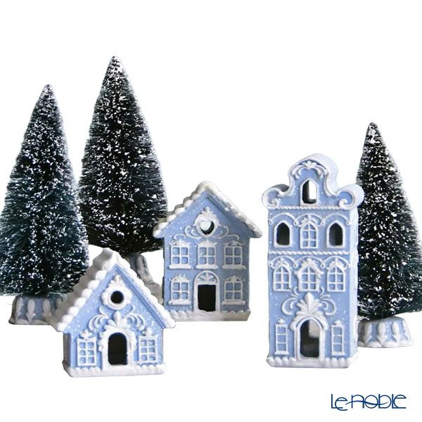 ハルモニア クリスマスオブジェ オブジェ6点セット ウインターブルービレッジ HM-011248 ポリレジン製
