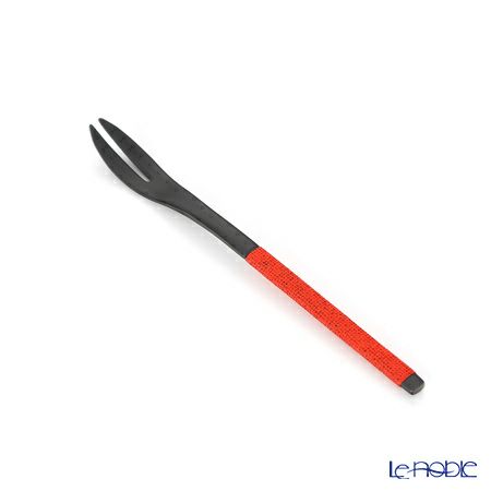 サクライ J-Tone 布着せカトラリー 紗綾 漆黒／朱 鶴田一郎デザイン 和菓子ナイフ、スプーン、フォーク 3本セット