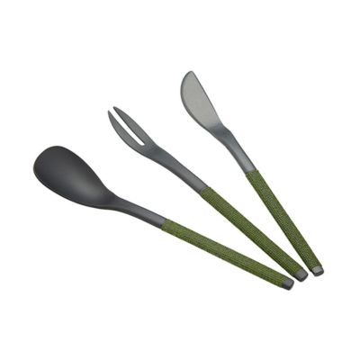 サクライ J-Tone 布着せカトラリー 紗綾 漆黒／抹茶 鶴田一郎デザイン