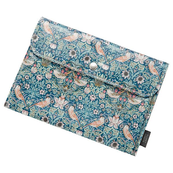リバティプリント（LIBERTY PRINT）を使用したマルチケース02 ストロベリーシーフ／いちご泥棒 グリーン 21×15×2cm 日本製