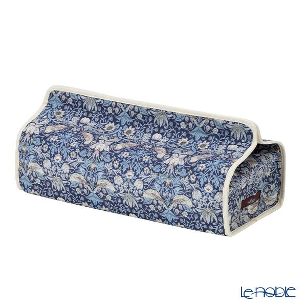リバティプリント（LIBERTY PRINT）を使用したティッシュカバー ストロベリーシーフ／いちご泥棒 ネイビー 22.5×11.5×H5cm用 日本製