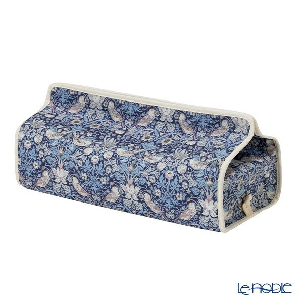 リバティプリント（LIBERTY PRINT）を使用したティッシュカバー ストロベリーシーフ／いちご泥棒 ネイビー 22.5×11.5×H5cm用 日本製
