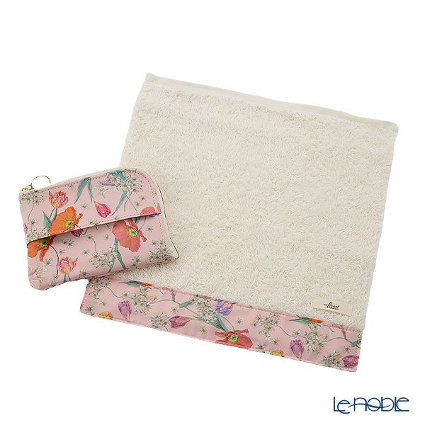 リバティプリントを使用した ソフトハンドタオル ＆ ティッシュポーチ ギフトセット A スプリング・ブルームス ピンク 23SS