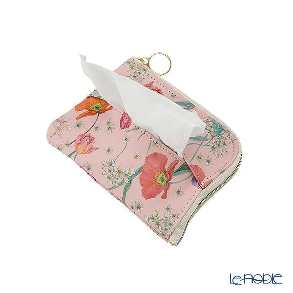 リバティプリントを使用した ソフトハンドタオル ＆ ティッシュポーチ ギフトセット A スプリング・ブルームス ピンク 23SS