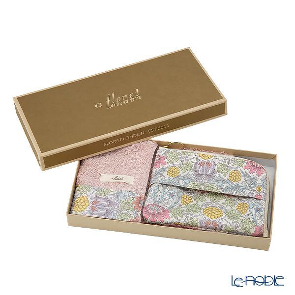 リバティプリントを使用した ソフトハンドタオル ＆ ティッシュポーチ ギフトセット B セバートン ピンク 23SS