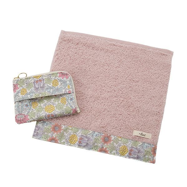 リバティプリントを使用した ソフトハンドタオル ＆ ティッシュポーチ ギフトセット B セバートン ピンク 23SS