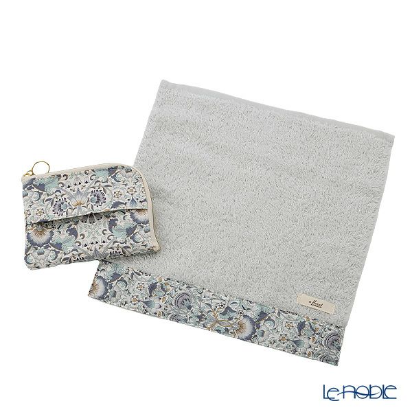 リバティプリントを使用した ソフトハンドタオル ＆ ティッシュポーチ ギフトセット C ロデン ブルー 23SS