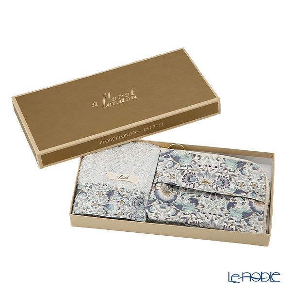 リバティプリントを使用した ソフトハンドタオル ＆ ティッシュポーチ ギフトセット C ロデン ブルー 23SS