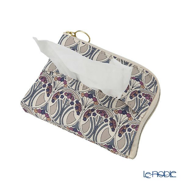 リバティプリントを使用した ソフトハンドタオル ＆ ティッシュポーチ ギフトセット E マウベリーナ グレー 23SS