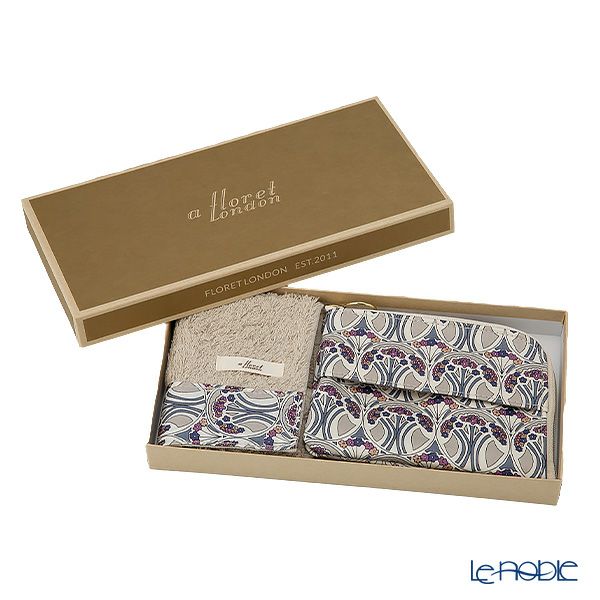 リバティプリントを使用した ソフトハンドタオル ＆ ティッシュポーチ ギフトセット E マウベリーナ グレー 23SS