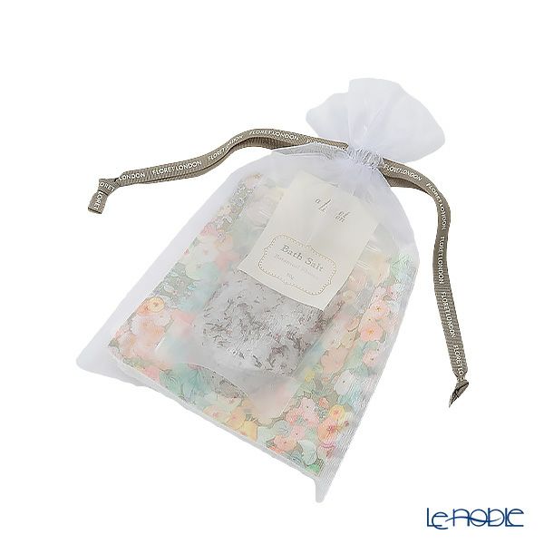 リバティプリントを使用したハンドタオル＆ハーブバスソルト50g （約2回分 不織布袋2枚入） ギフトセット C ホリーホックス BE ボタニカルフラワーの香り 23SS