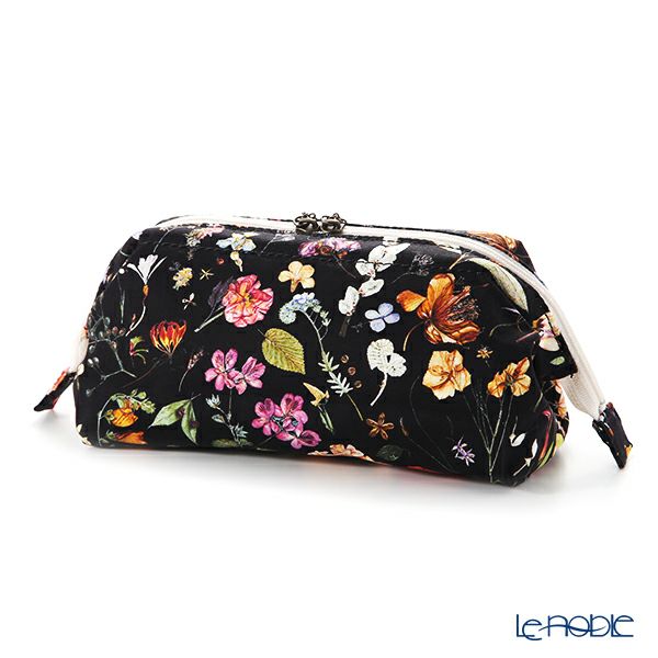 リバティプリント（LIBERTY PRINT）を使用したワイヤーポーチ フローラル・イヴ ブラック 24×8×11cm 日本製