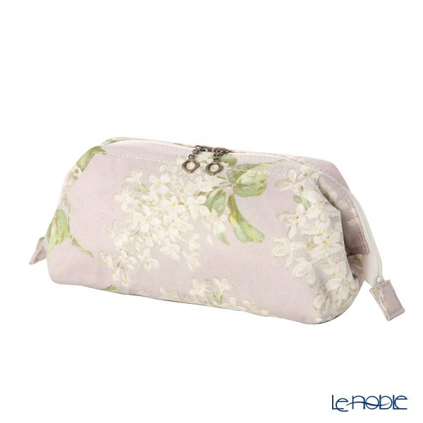 リバティプリント（LIBERTY PRINT）を使用したワイヤーポーチ アーカイブ・ライラック ベージュ 24×8×11cm 日本製