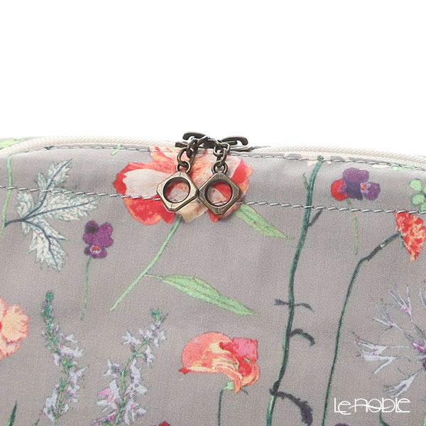 リバティプリント（LIBERTY PRINT）を使用したワイヤーポーチ スプリング・ガーデン グレー 24×8×11cm 日本製