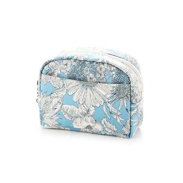 リバティプリント（LIBERTY PRINT）を使用したミニポーチ スウィムダンクレア サックスブルー 11×4×10cm 日本製