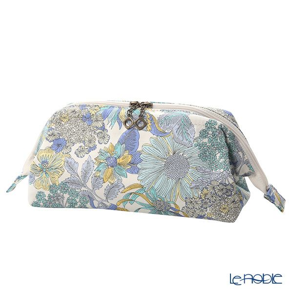 リバティプリント（LIBERTY PRINT）を使用したワイヤーポーチ アンジェリカ・ガーラ ブルー 24×8×11cm 日本製