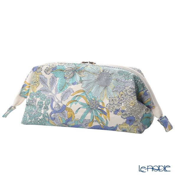 リバティプリント（LIBERTY PRINT）を使用したワイヤーポーチ アンジェリカ・ガーラ ブルー 24×8×11cm 日本製