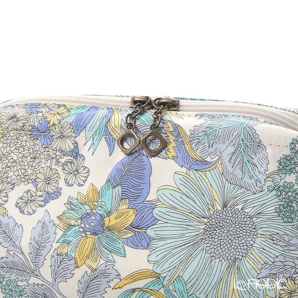 リバティプリント（LIBERTY PRINT）を使用したワイヤーポーチ アンジェリカ・ガーラ ブルー 24×8×11cm 日本製