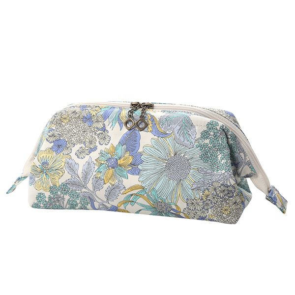 リバティプリント（LIBERTY PRINT）を使用したワイヤーポーチ アンジェリカ・ガーラ ブルー 24×8×11cm 日本製