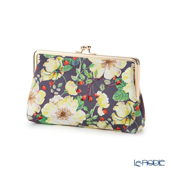 リバティプリント（LIBERTY PRINT）を使用したがま口ポーチ ドーセット・ローズ グレー 20×6×13cm 日本製