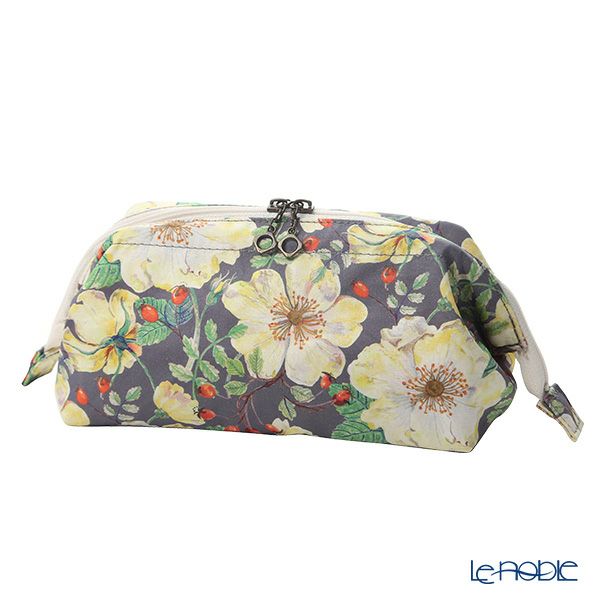 リバティプリント（LIBERTY PRINT）を使用したワイヤーポーチ ドーセット・ローズ グレー 24×8×11cm 日本製