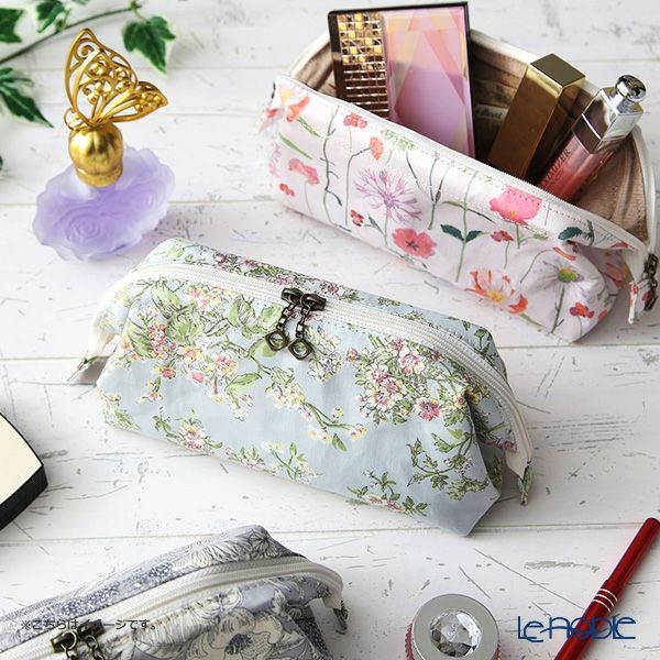 リバティプリント（LIBERTY PRINT）を使用したワイヤーポーチ ドーセット・ローズ グレー 24×8×11cm 日本製