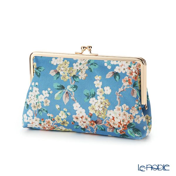 リバティプリント（LIBERTY PRINT）を使用したがま口ポーチ ジョセフィン ブルー 20×6×13cm 日本製