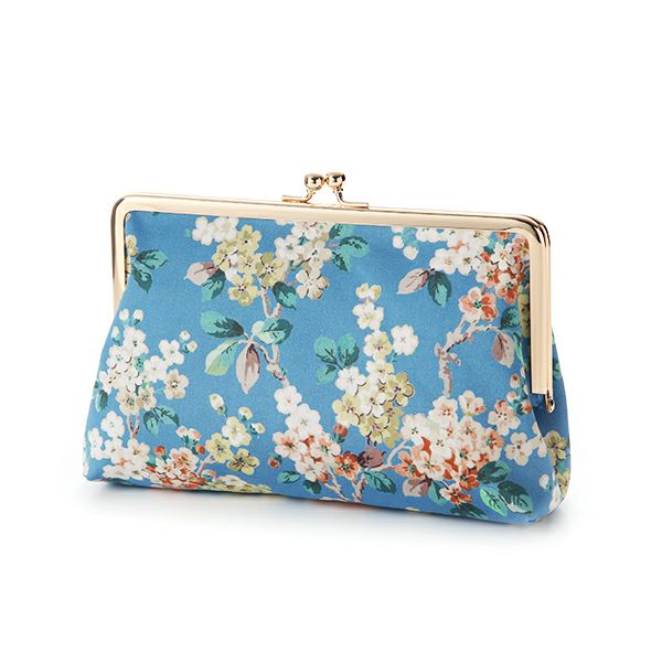 リバティプリント（LIBERTY PRINT）を使用したがま口ポーチ ジョセフィン ブルー 20×6×13cm 日本製