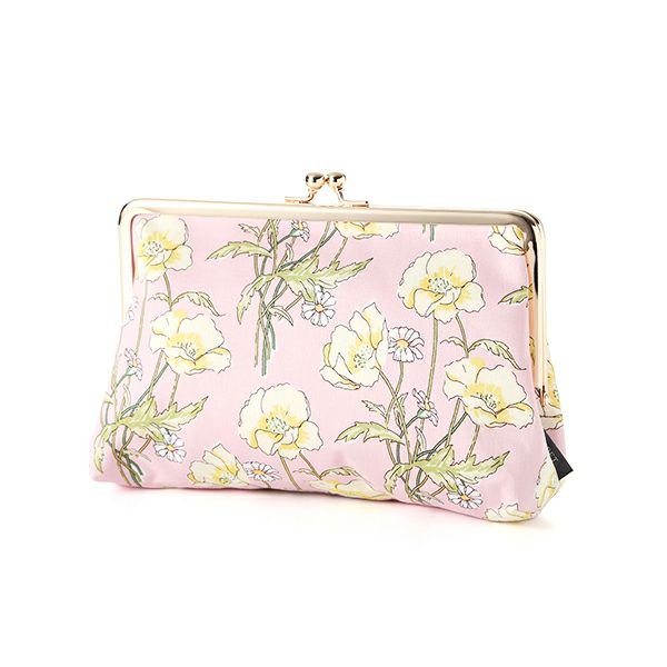 リバティプリント（LIBERTY PRINT）を使用したがま口ポーチ ポワレ ピンク 20×6×13cm 日本製