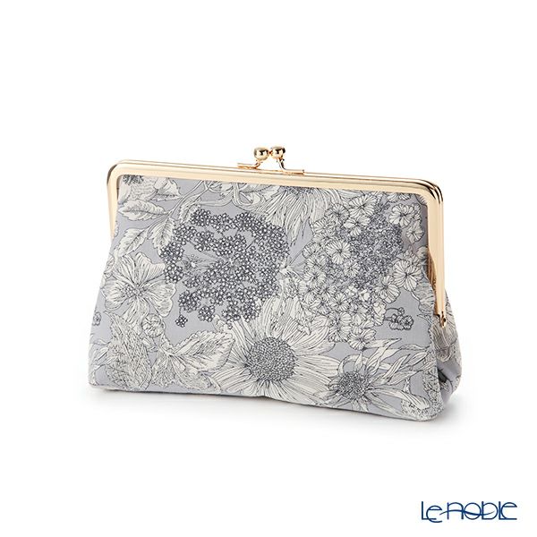 リバティプリント（LIBERTY PRINT）を使用したがま口ポーチ スウィムダンクレア グレー 20×6×13cm 日本製