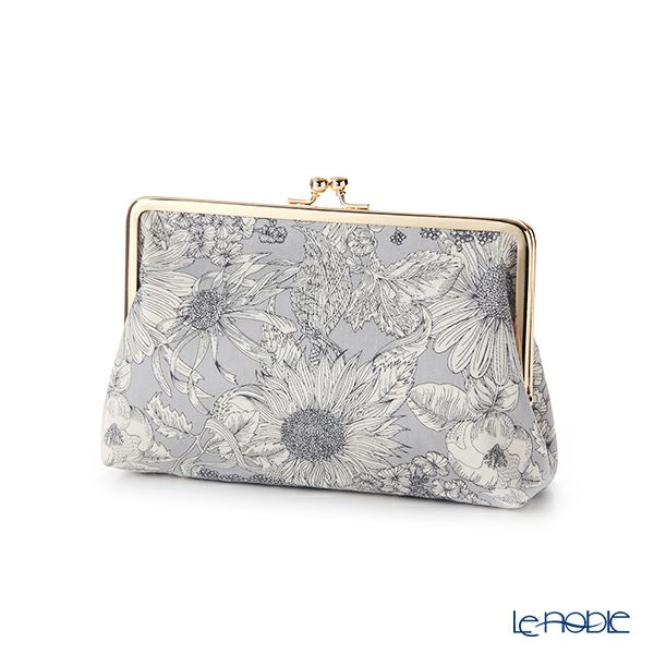 リバティプリント（LIBERTY PRINT）を使用したがま口ポーチ スウィムダンクレア グレー 20×6×13cm 日本製