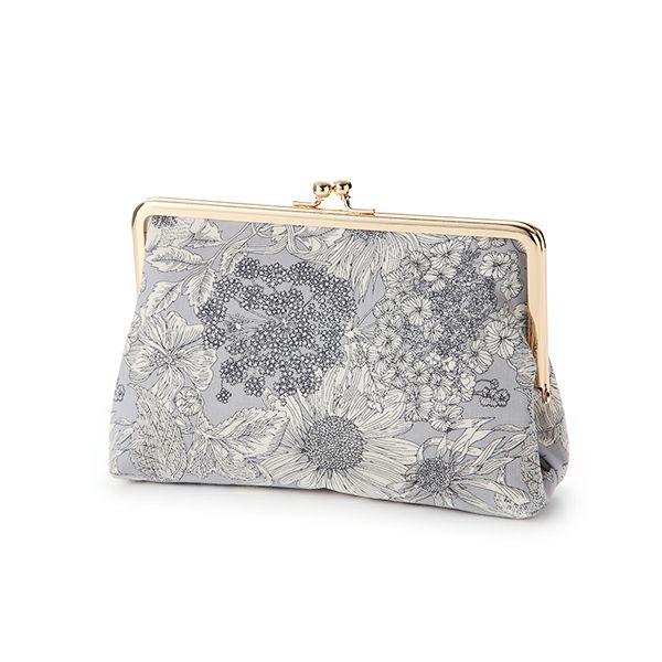 リバティプリント（LIBERTY PRINT）を使用したがま口ポーチ スウィムダンクレア グレー 20×6×13cm 日本製