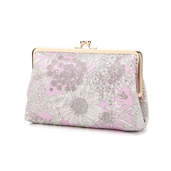 リバティプリント（LIBERTY PRINT）を使用したがま口ポーチ スウィムダンクレア ピンク 20×6×13cm 日本製