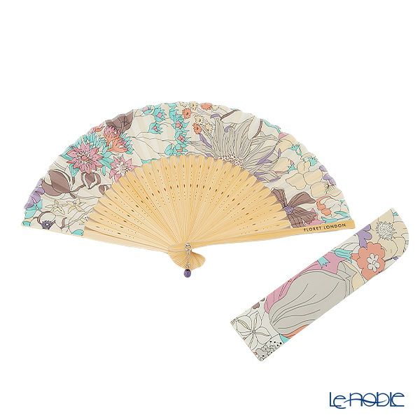 リバティプリント（LIBERTY PRINT）を使用した扇子02 シックスティ パープル チェコビーズチャーム付 共布扇子ケース付