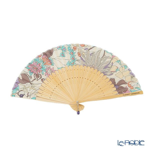 リバティプリント（LIBERTY PRINT）を使用した扇子02 シックスティ パープル チェコビーズチャーム付 共布扇子ケース付