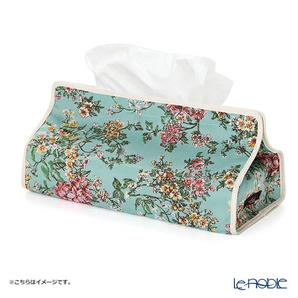 リバティプリント（LIBERTY PRINT）を使用したティッシュカバー セリーヌ ターコイズ 22.5×11.5×H5cm用 日本製