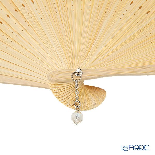 リバティプリント（LIBERTY PRINT）を使用した扇子02 レイチェルメドゥ グリーン チェコビーズチャーム付 共布扇子ケース付